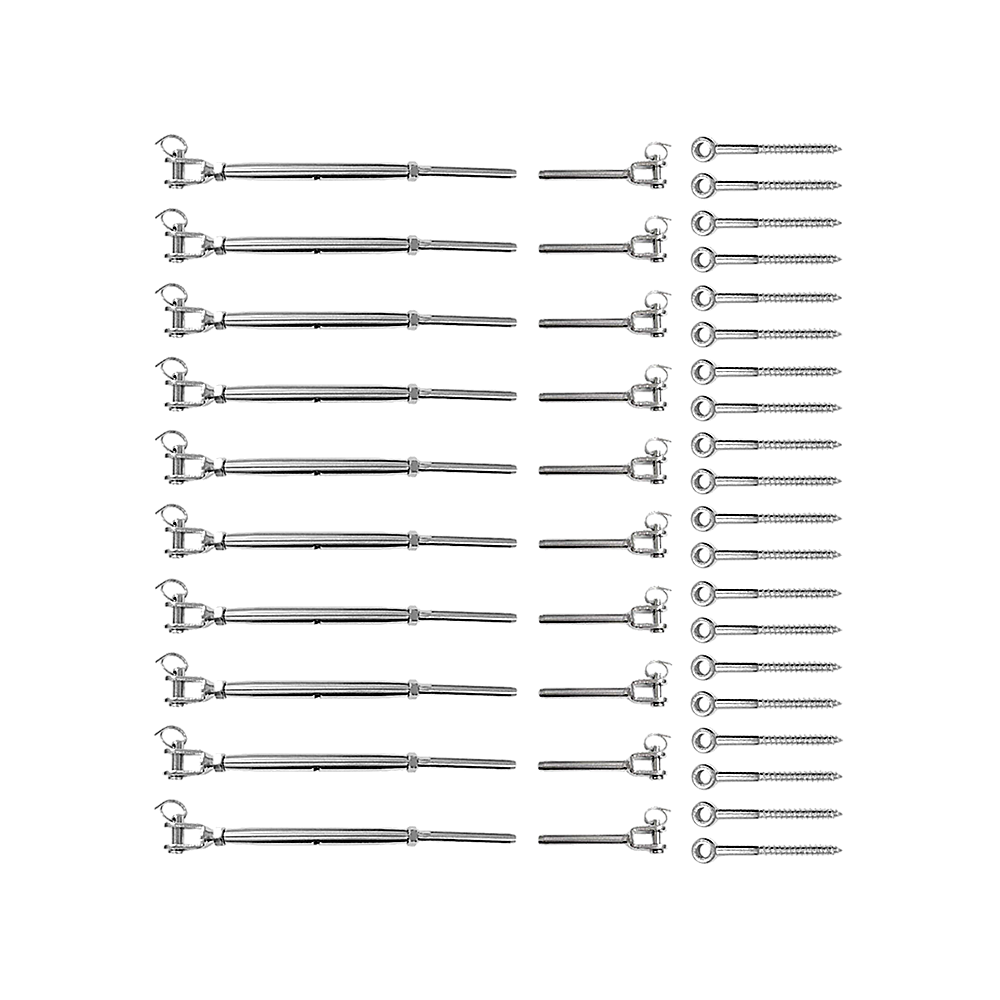 Stainless Steel Wire Rope DIY Balustrade Kit Jaw/Swage Fork Turnbuckle - 10 pack Price