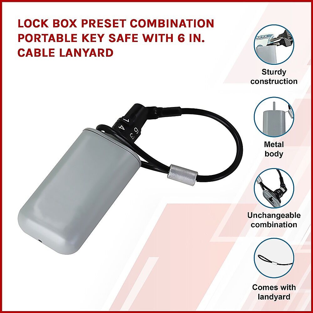 Lock Box Preset Combination Portable Key Safe with 6 in. Cable Lanyard Price