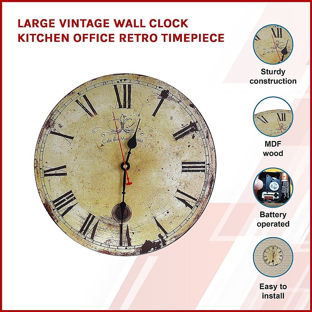 Large Vintage Wall Clock Kitchen Office Retro Timepiece Price