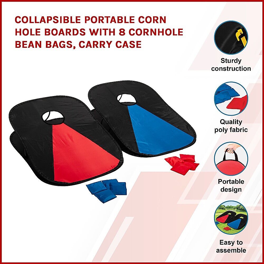 Collapsible Portable Corn Hole Boards With 8 Cornhole Bean Bags, Carry Case Price
