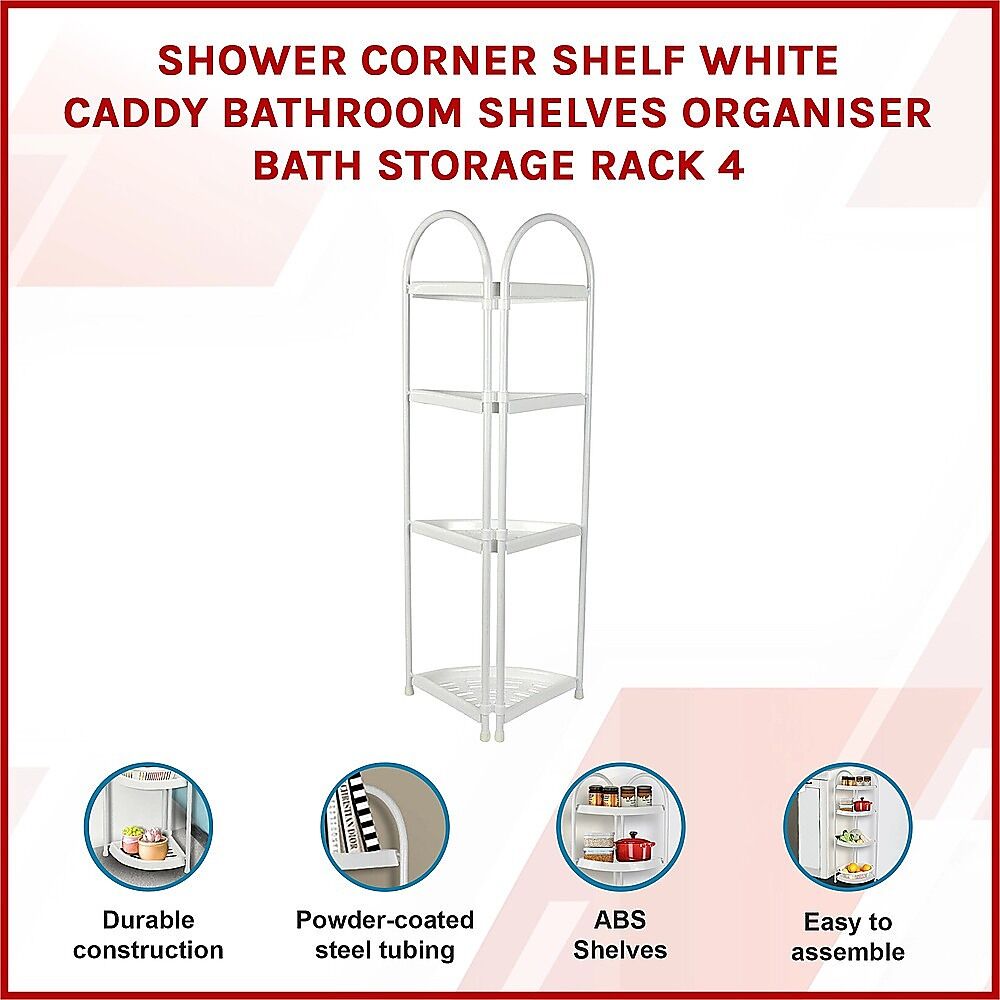 Shower Corner Shelf White Caddy Bathroom Shelves Organiser Bath Storage Rack 4 Price