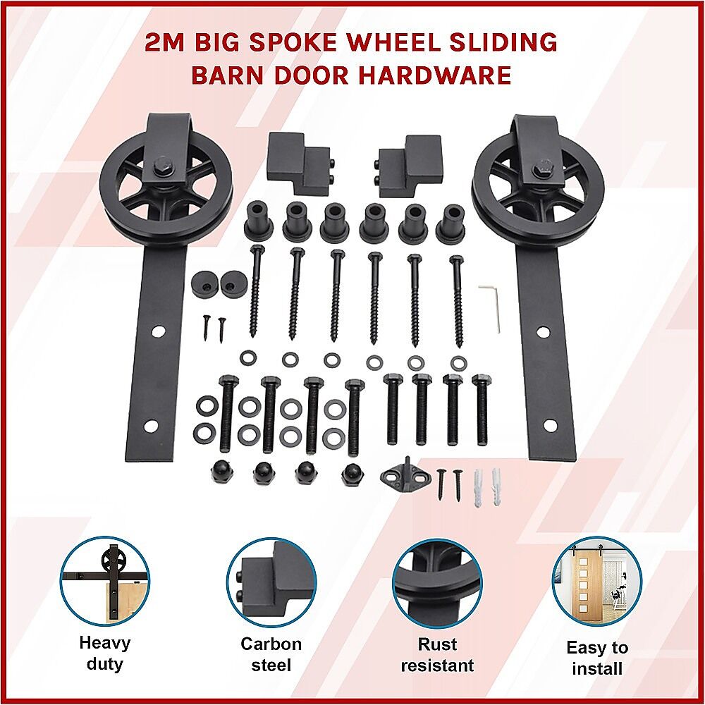 2M Big Spoke Wheel Sliding Barn Door Hardware Price