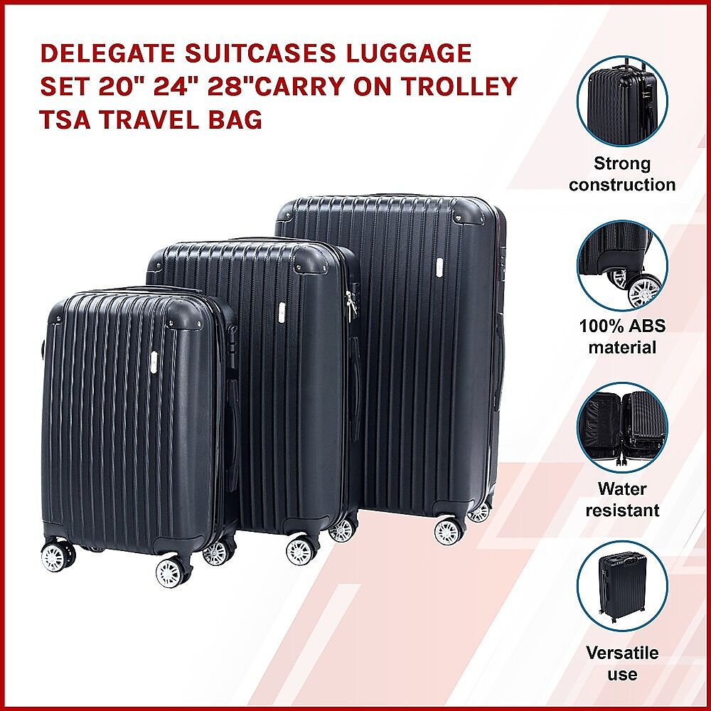 Delegate Suitcases Luggage Set 20" 24" 28"Carry On Trolley TSA Travel Bag Price