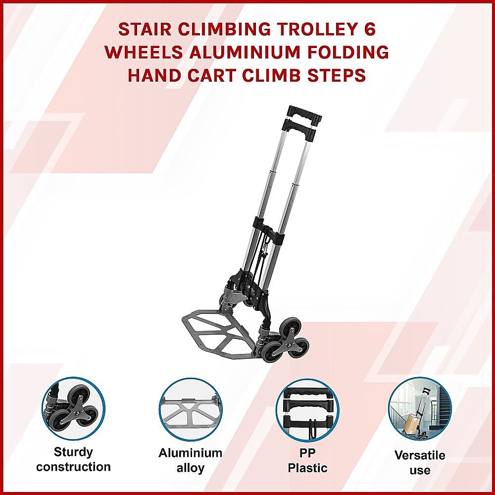 Stair Climbing Trolley 6 Wheels Aluminium Folding Hand Cart Climb Steps Price