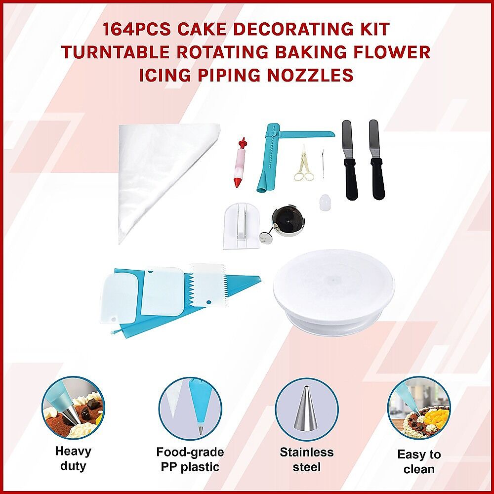 164Pcs Cake Decorating Kit Turntable Rotating Baking Flower Icing Piping Nozzles Price