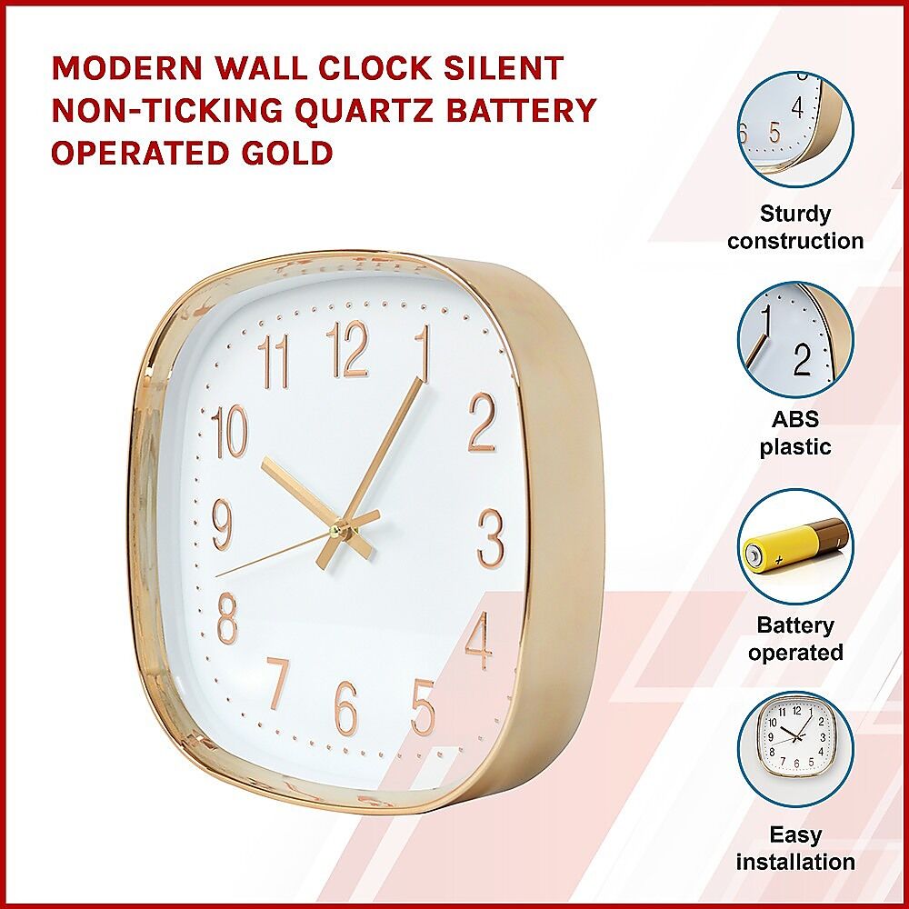 Modern Wall Clock Silent Non-Ticking Quartz Battery Operated Gold Price