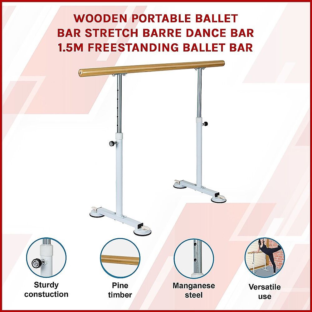Wooden Portable Ballet Bar Stretch Barre Dance Bar 1.5M Freestanding Ballet Bar Price