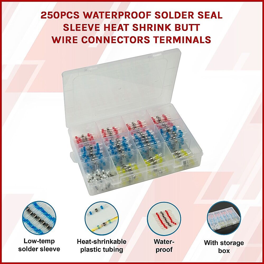250PCS Waterproof Solder Seal Sleeve Heat Shrink Butt Wire Connectors Terminals Price