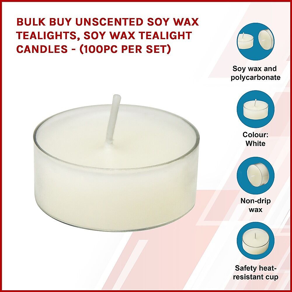 Bulk Buy Unscented SOY WAX Tealights, Soy Wax Tealight Candles - (100pc per set) Price
