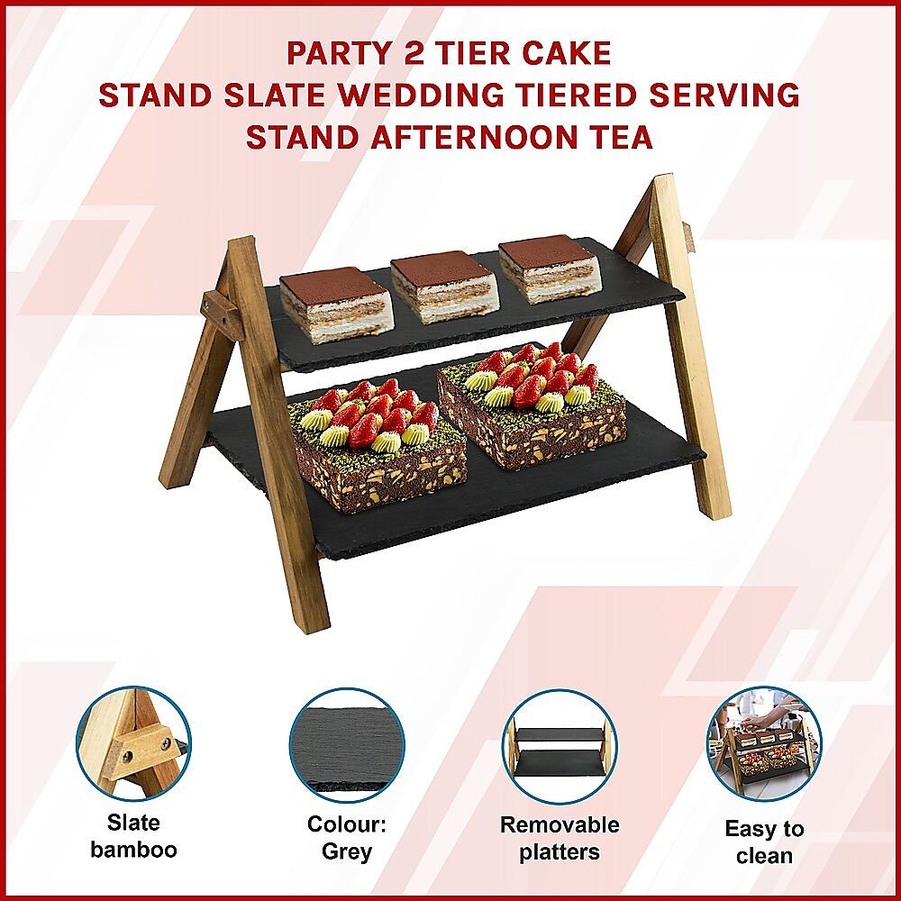 Party 2 Tier Cake Stand Slate Wedding Tiered Serving Stand Afternoon Tea Price