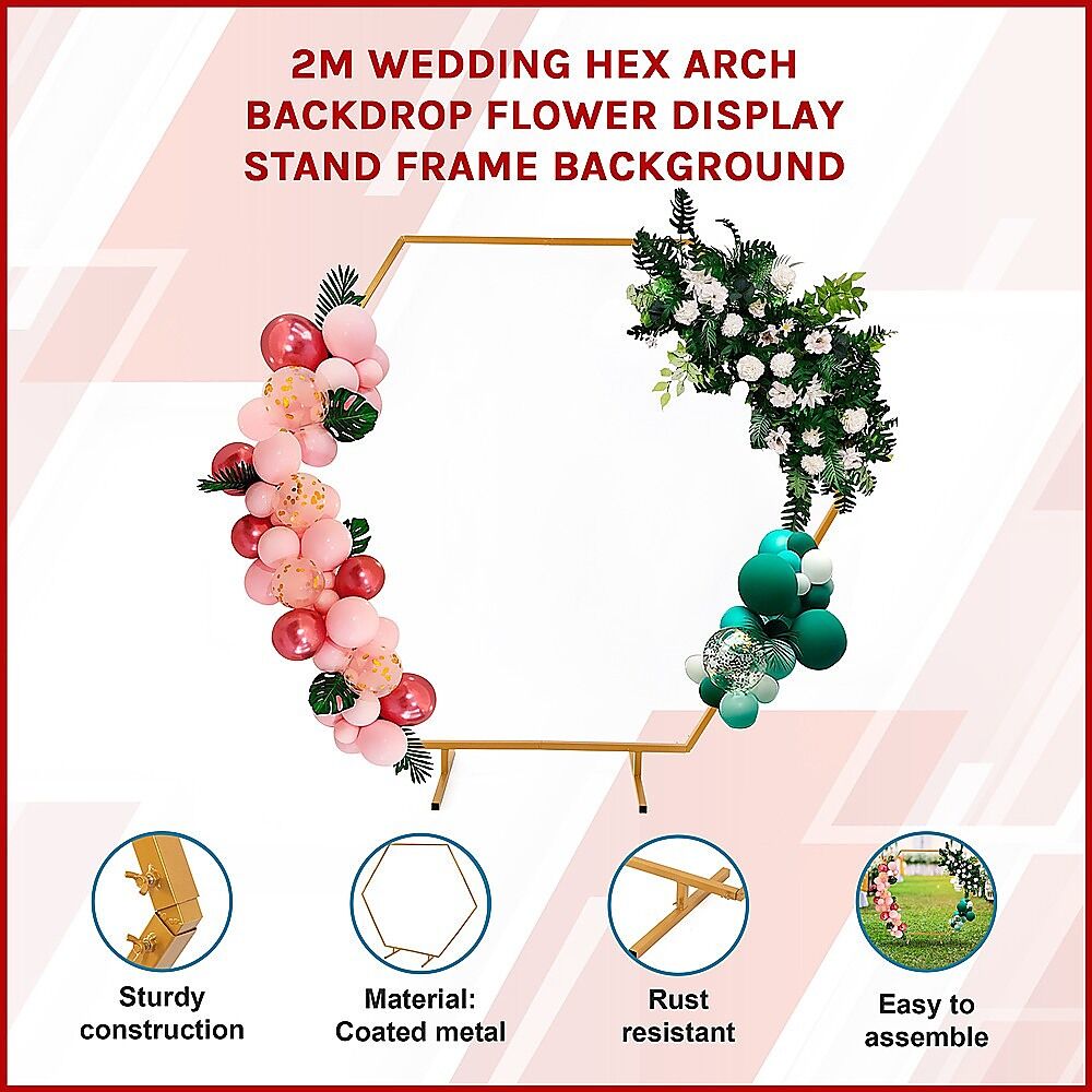 2M Wedding Hex Arch Backdrop Flower Display Stand Frame Background Price