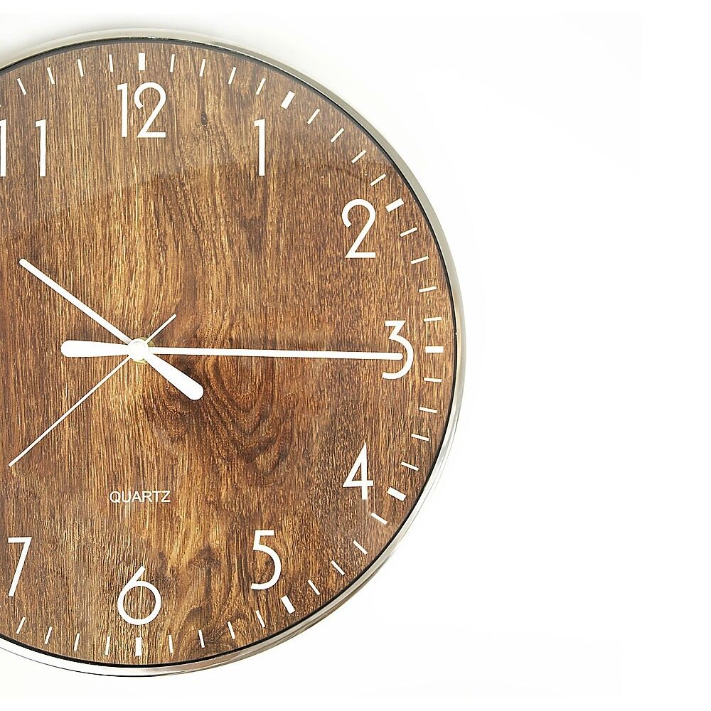14-inch Round Wall Clock Silent Non-Ticking Quartz Battery Operated Wood Grain Price