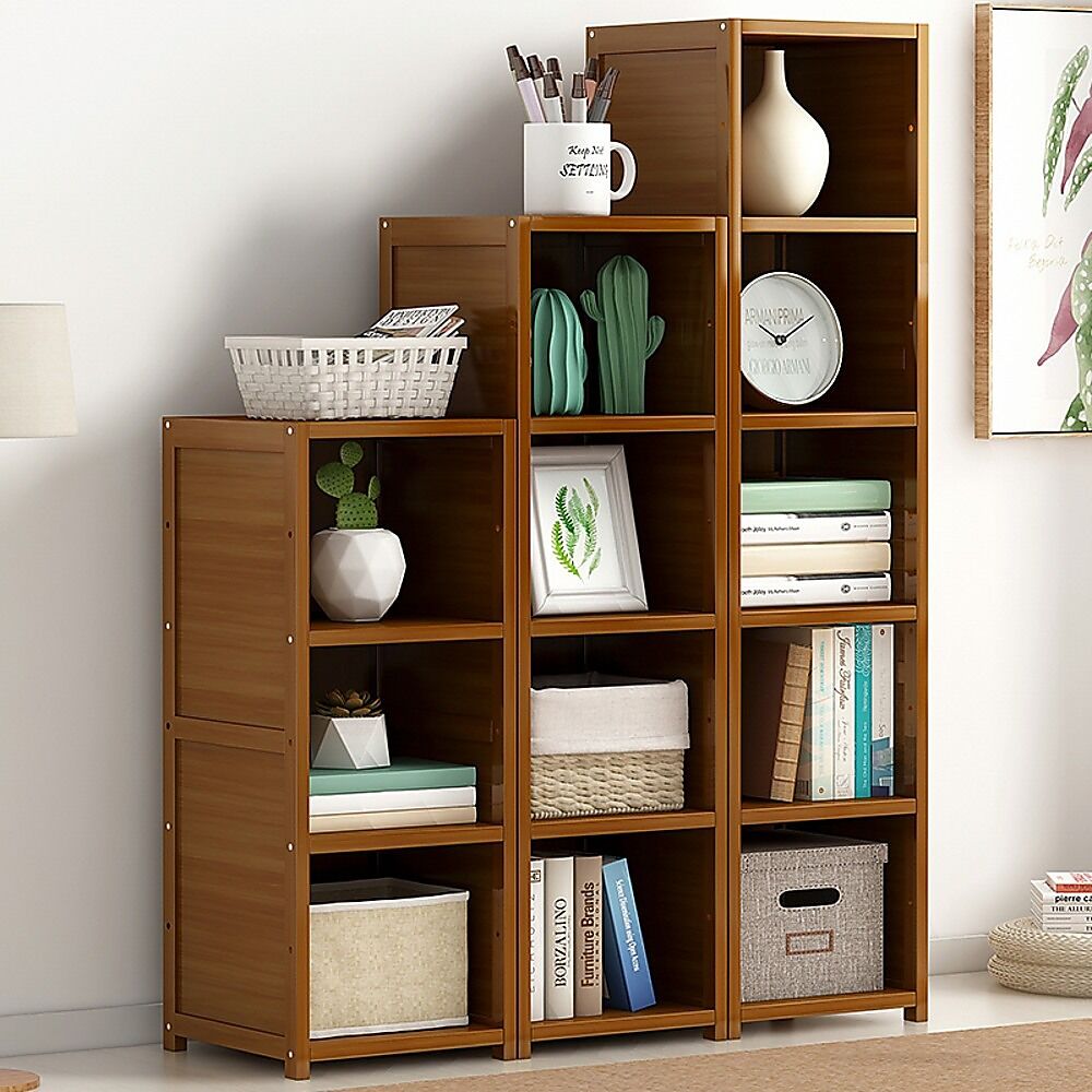 Bamboo Adjustable Shelf Bookcase Display Storage Rack Stand Livingroom Bedroom Set Price