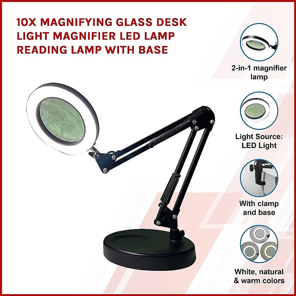 10X Magnifying Glass Desk Light Magnifier LED Lamp Reading Lamp With Base Price