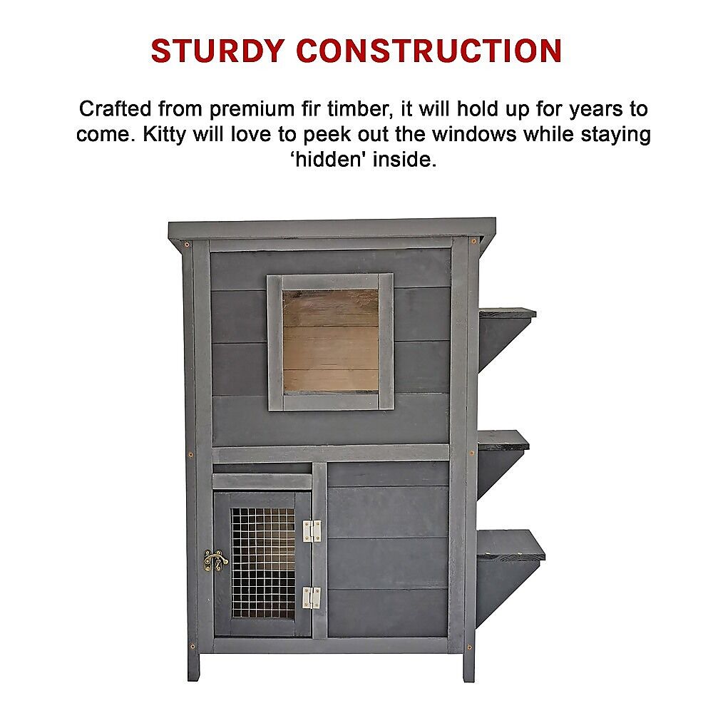 Cat House Weatherproof 2-Story Indoor Outdoor Wooden Shelter Bitumen Roof Price