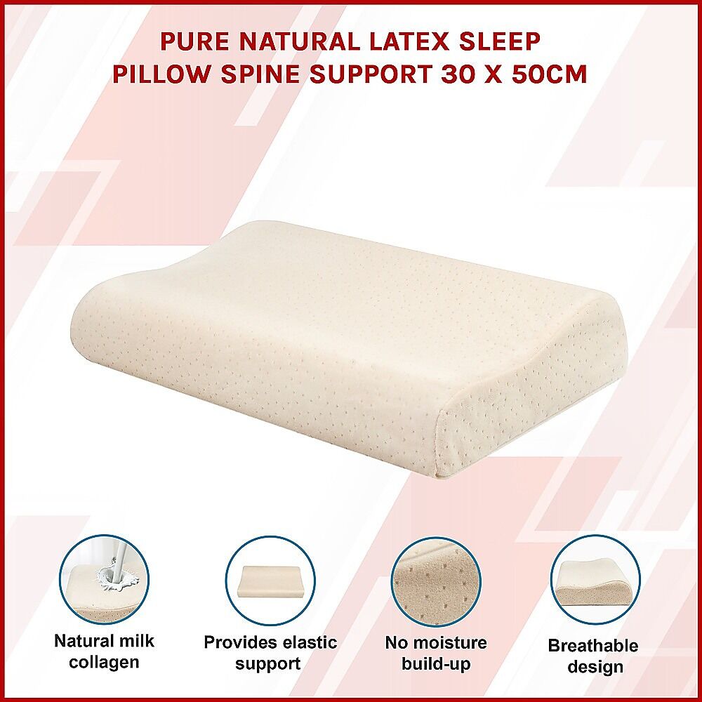Pure Natural Latex Sleep Pillow Spine Support 30 x 50cm Price