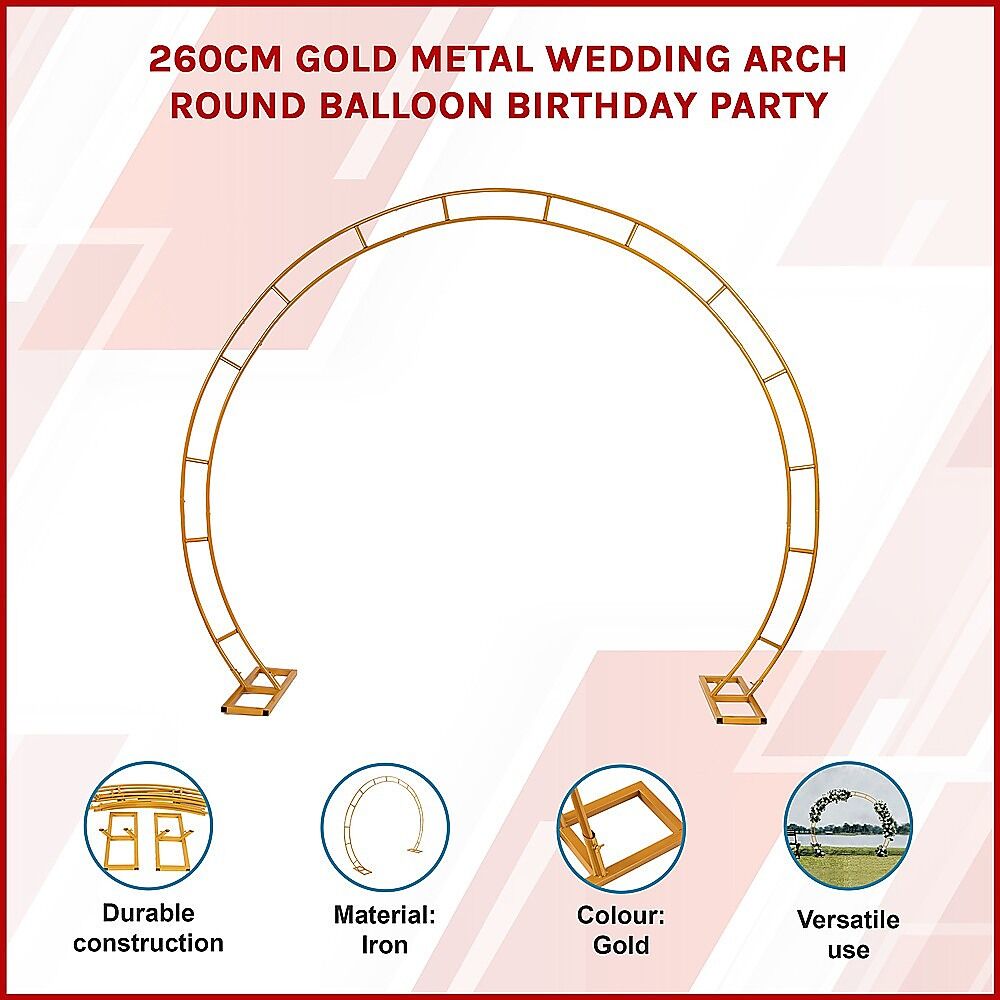 260cm Gold Metal Wedding Arch Round Balloon Birthday Party Price