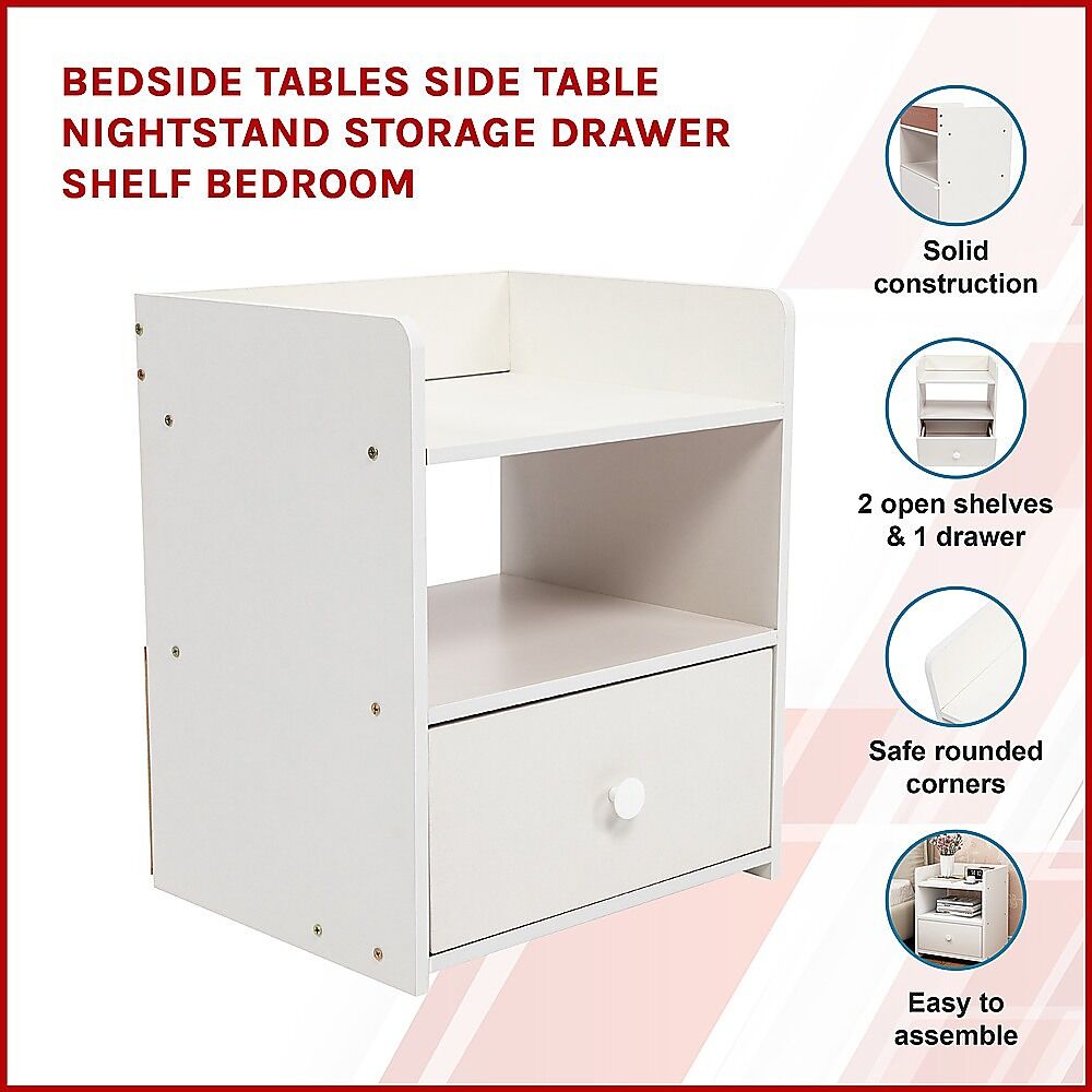 Bedside Tables Side Table Nightstand Storage Drawer Shelf Bedroom Price