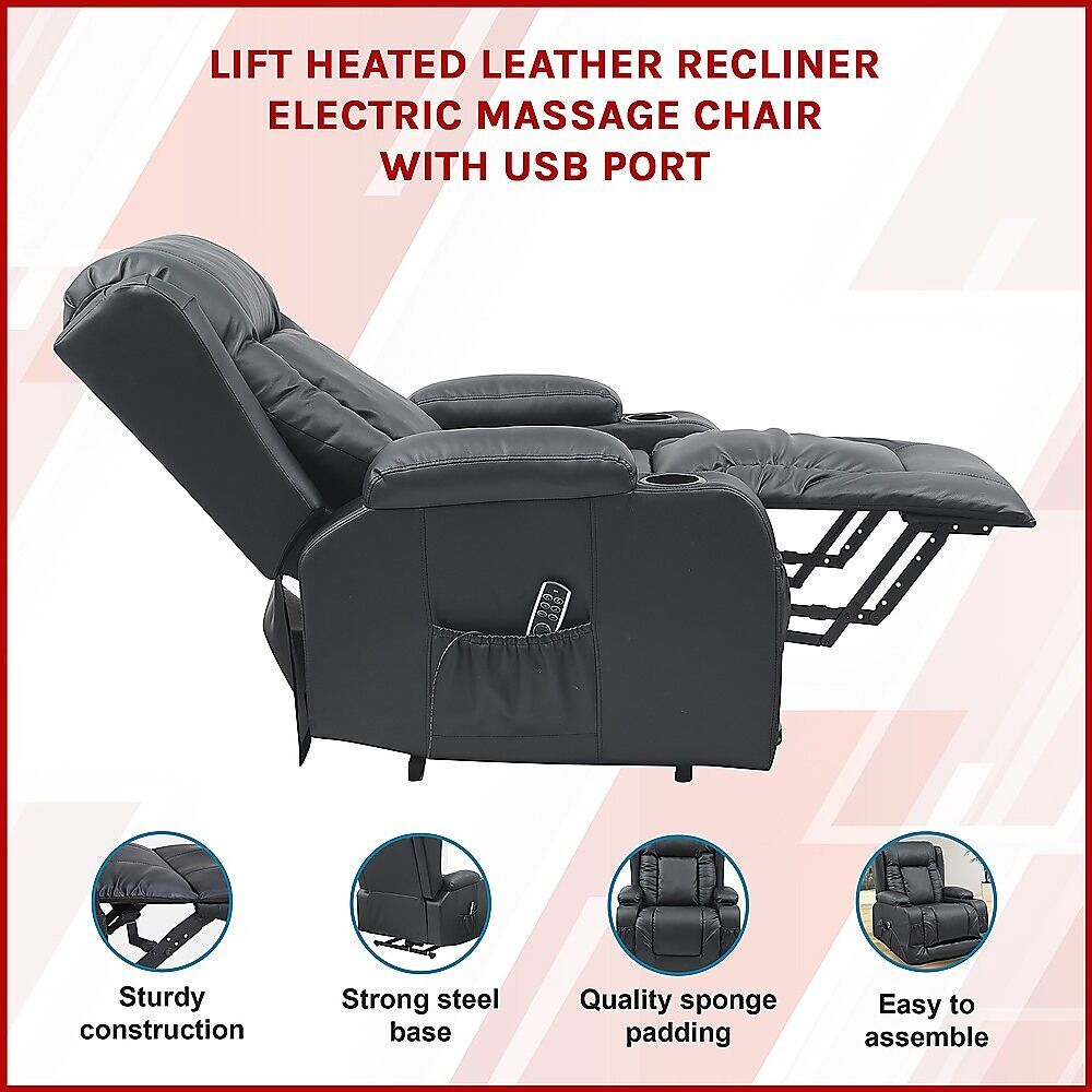 Lift Heated Leather Recliner Electric Massage Chair with USB port Price