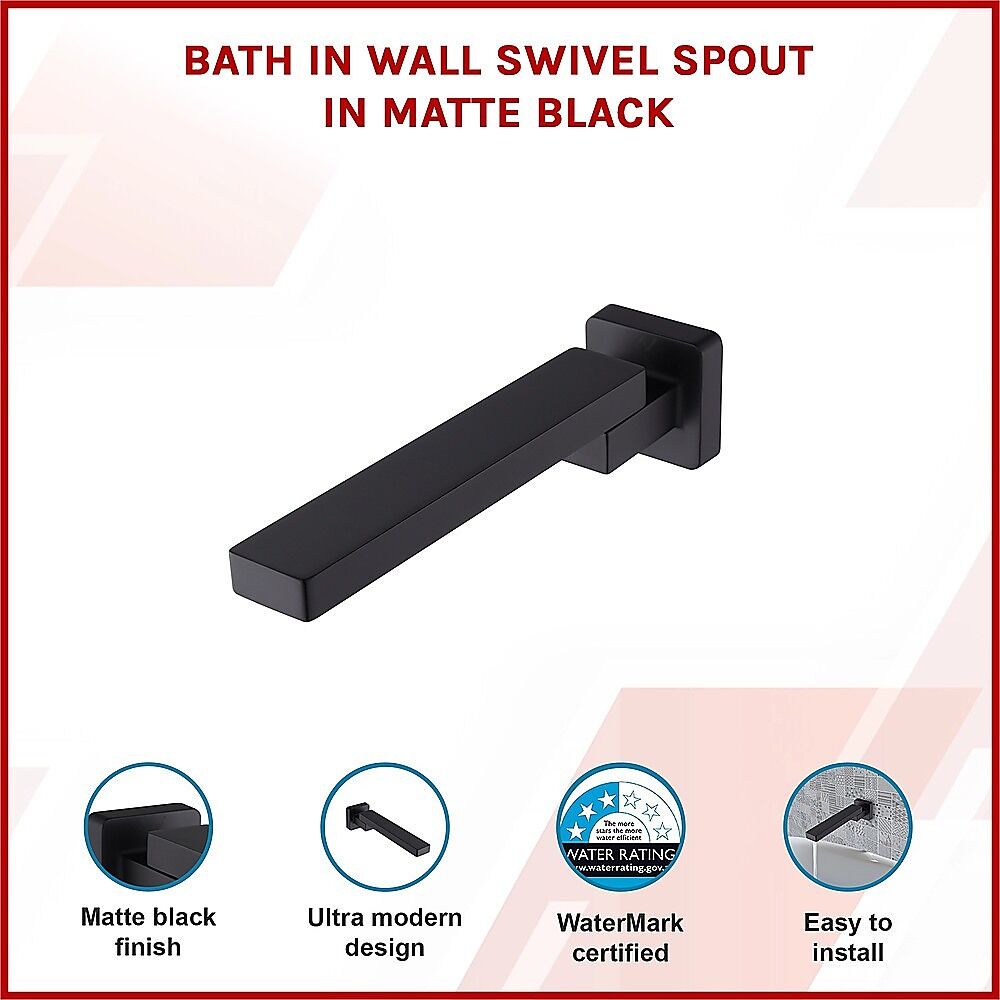 Bath In Wall Swivel Spout in Matte Black Price