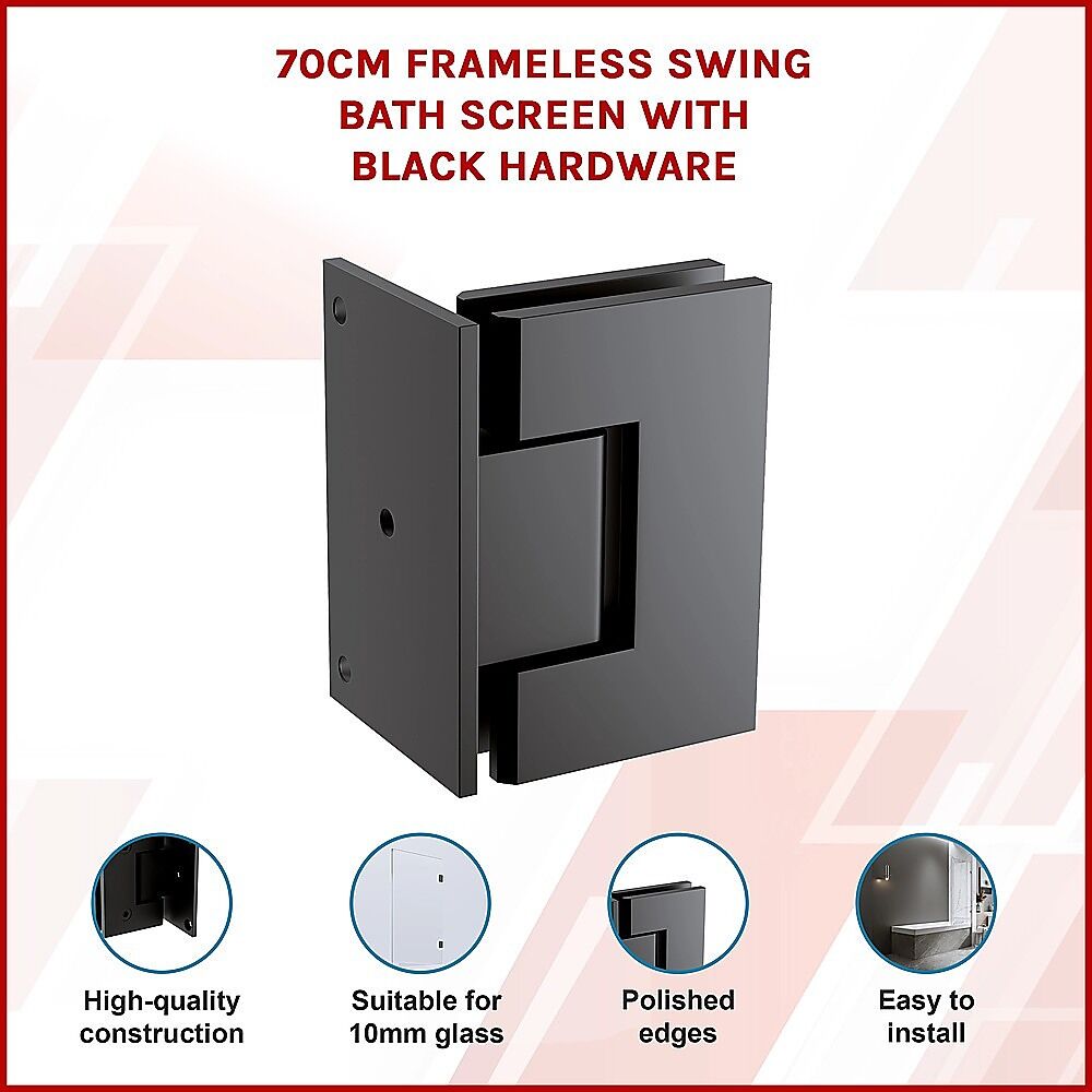 70cm Frameless Swing Bath Panel with Black Hardware Price