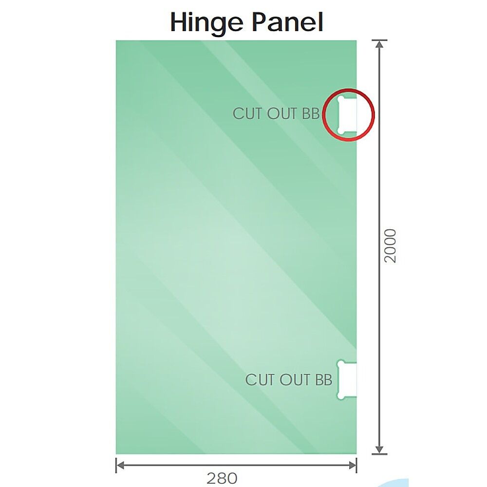 90cm Wall to Wall Frameless Shower Screen with Black Channel and SS Hinges , Square Knob Handle Price