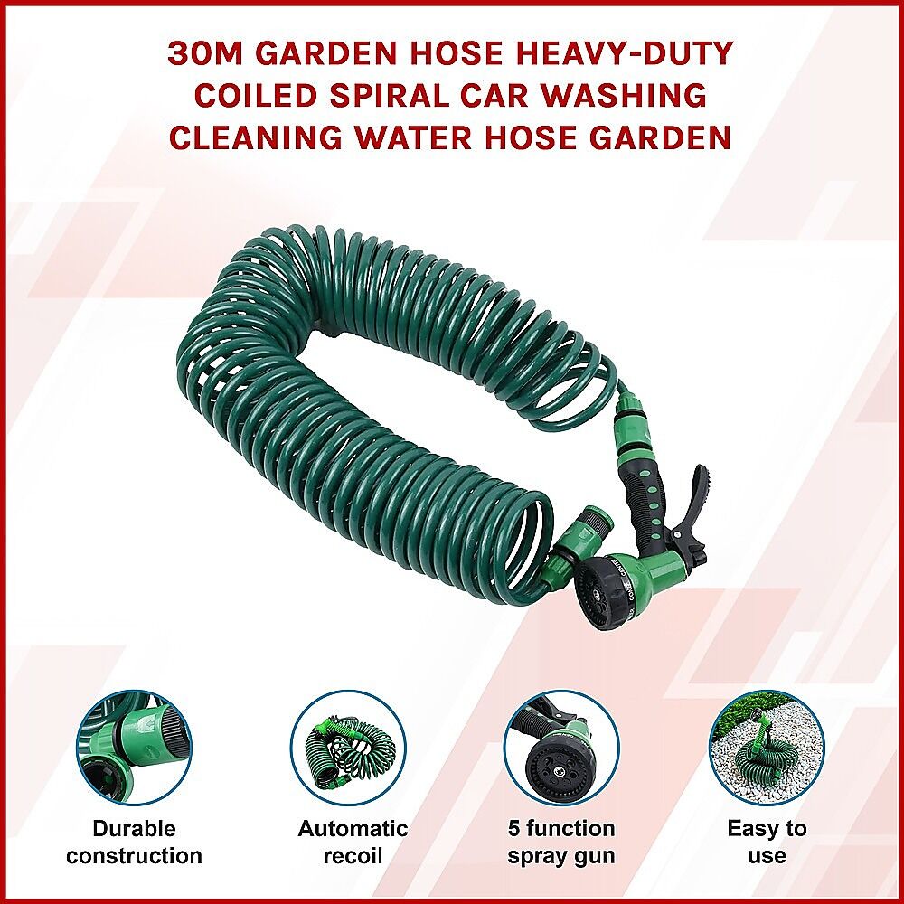 30M Garden Hose Heavy-Duty Coiled Spiral Car Washing Cleaning Water Hose Garden Price