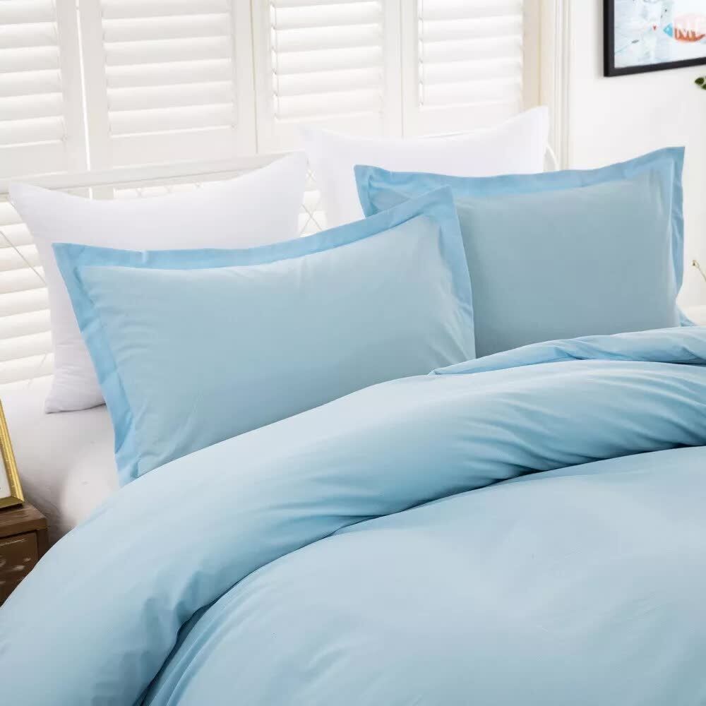 100% cotton Premium Doona Duvet Quilt Cover Set with Soft Pillowcases - Aqua-Double Price