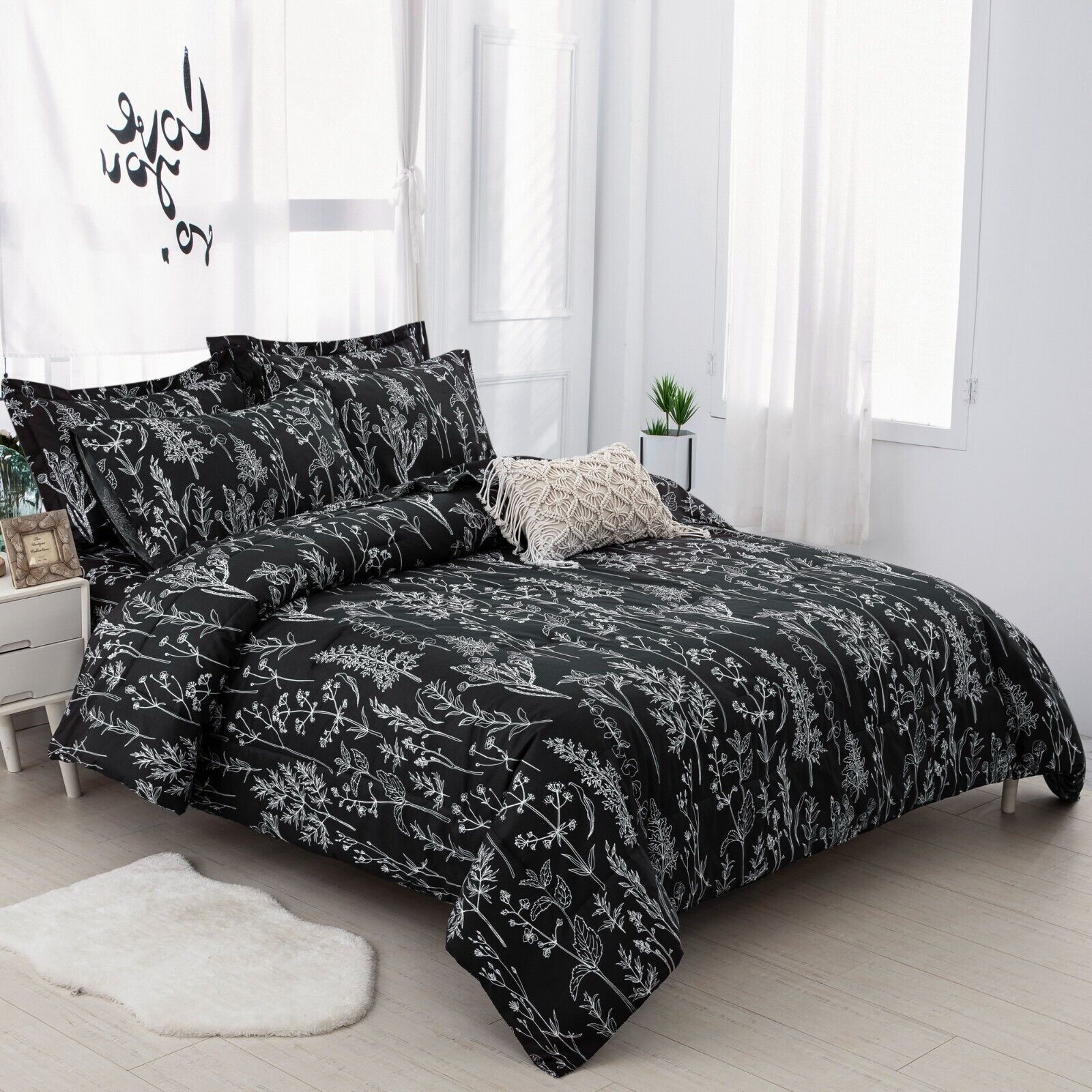Floral Leaves Comforter Set, King Size, Microfiber Quilted Bedding with Pillowcase Price