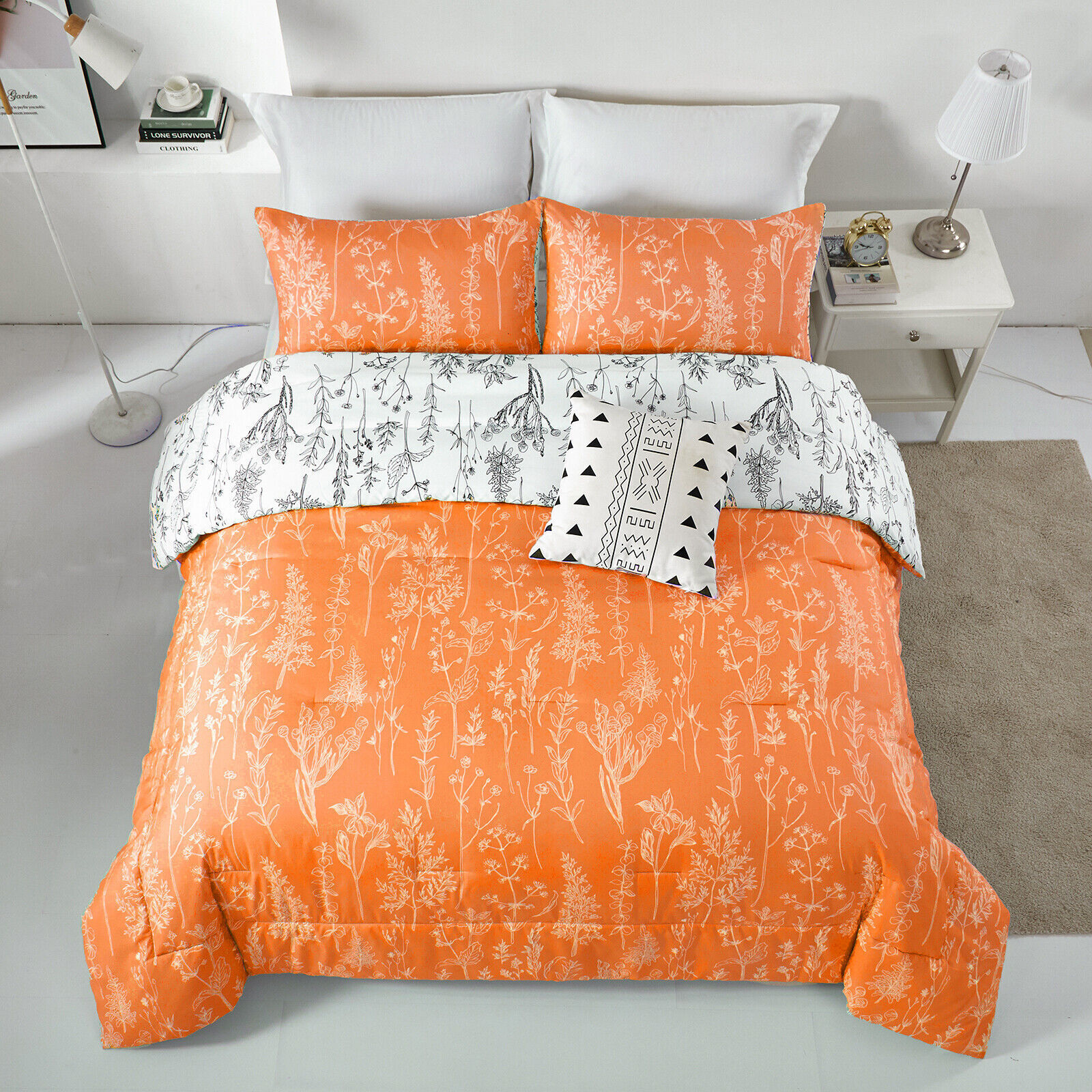 Floral Comforter Set, Queen Size, Reversible Quilted Bedding with Pillowcases Price