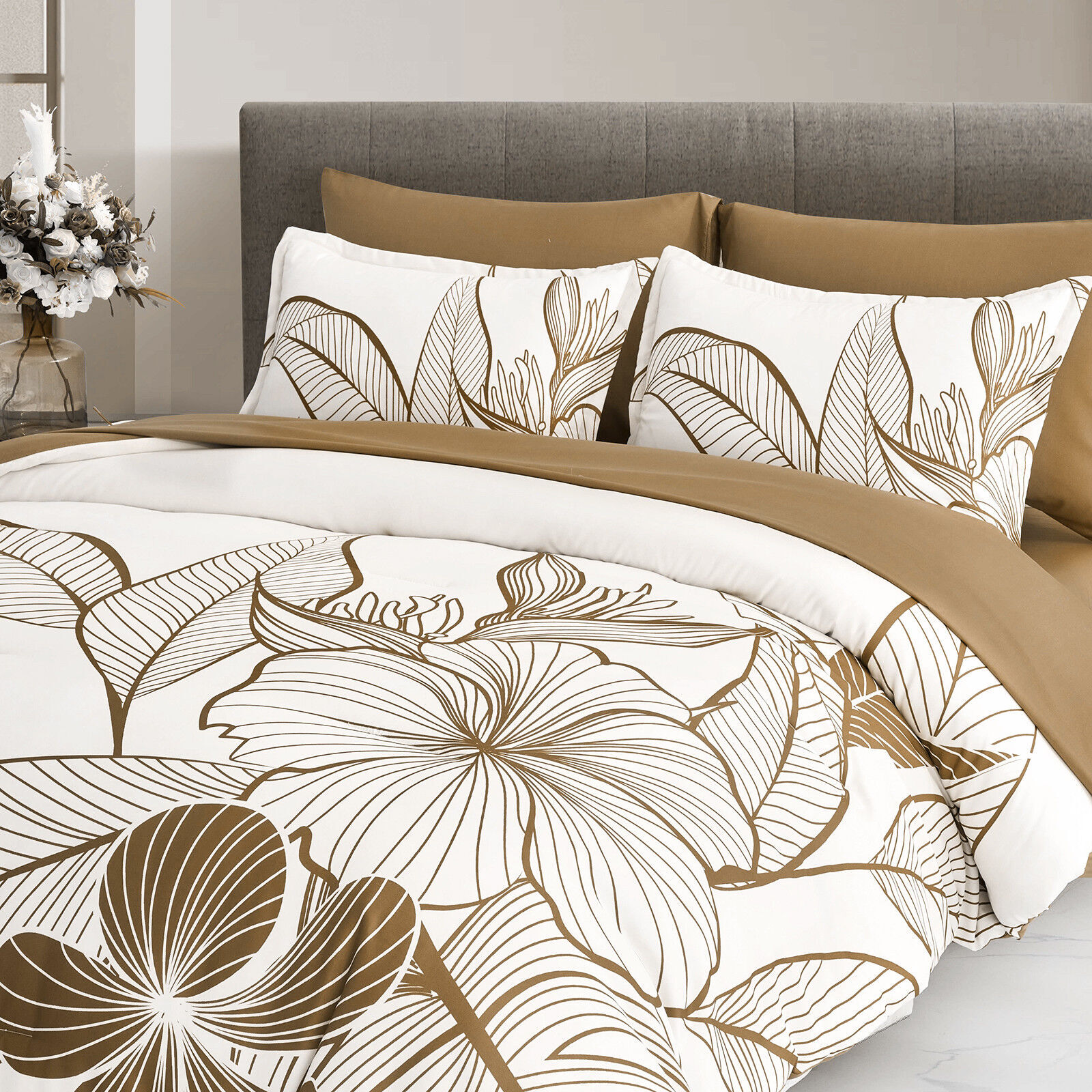 SOFT Floral Comforter Set, King Size, Plush Winter Bedding with Pillowcases Price