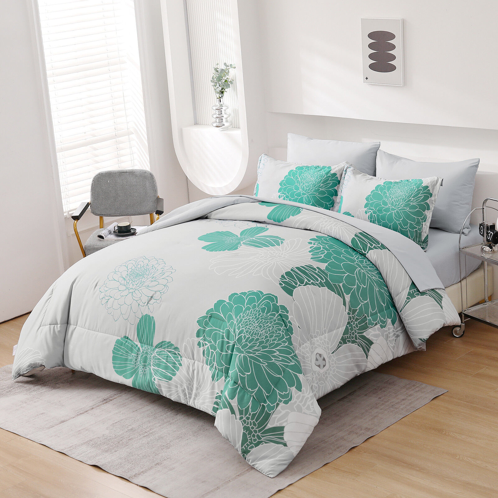 Floral Winter Comforter Set, King Size, Ultra-Soft Quilted Bedding with Pillowcases Price