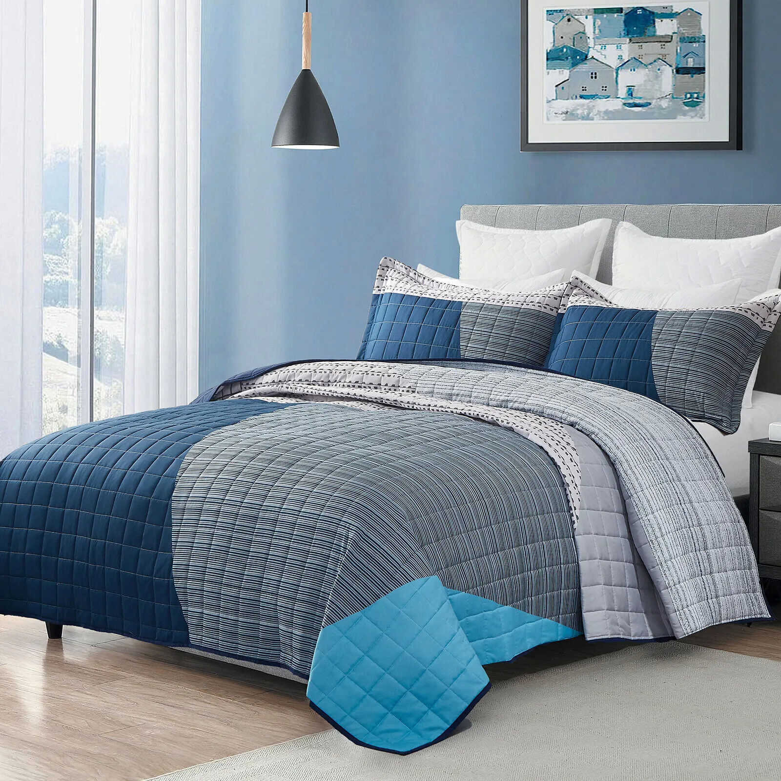 Harmonious Quilted Coverlet and Pillowcases Set: Unites Comfort and Aesthetics - Queen size Price