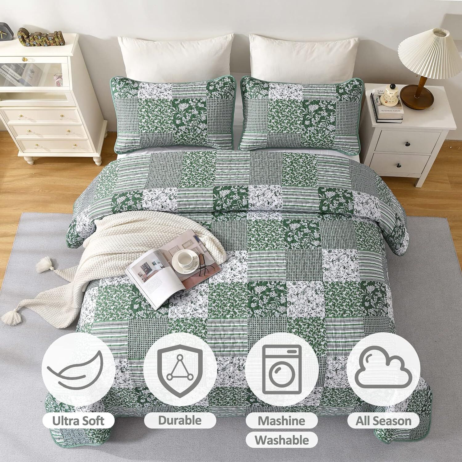 Delightful Quilted bedspread and pillowcovers set: Indulge in Comfort - Queen size Price