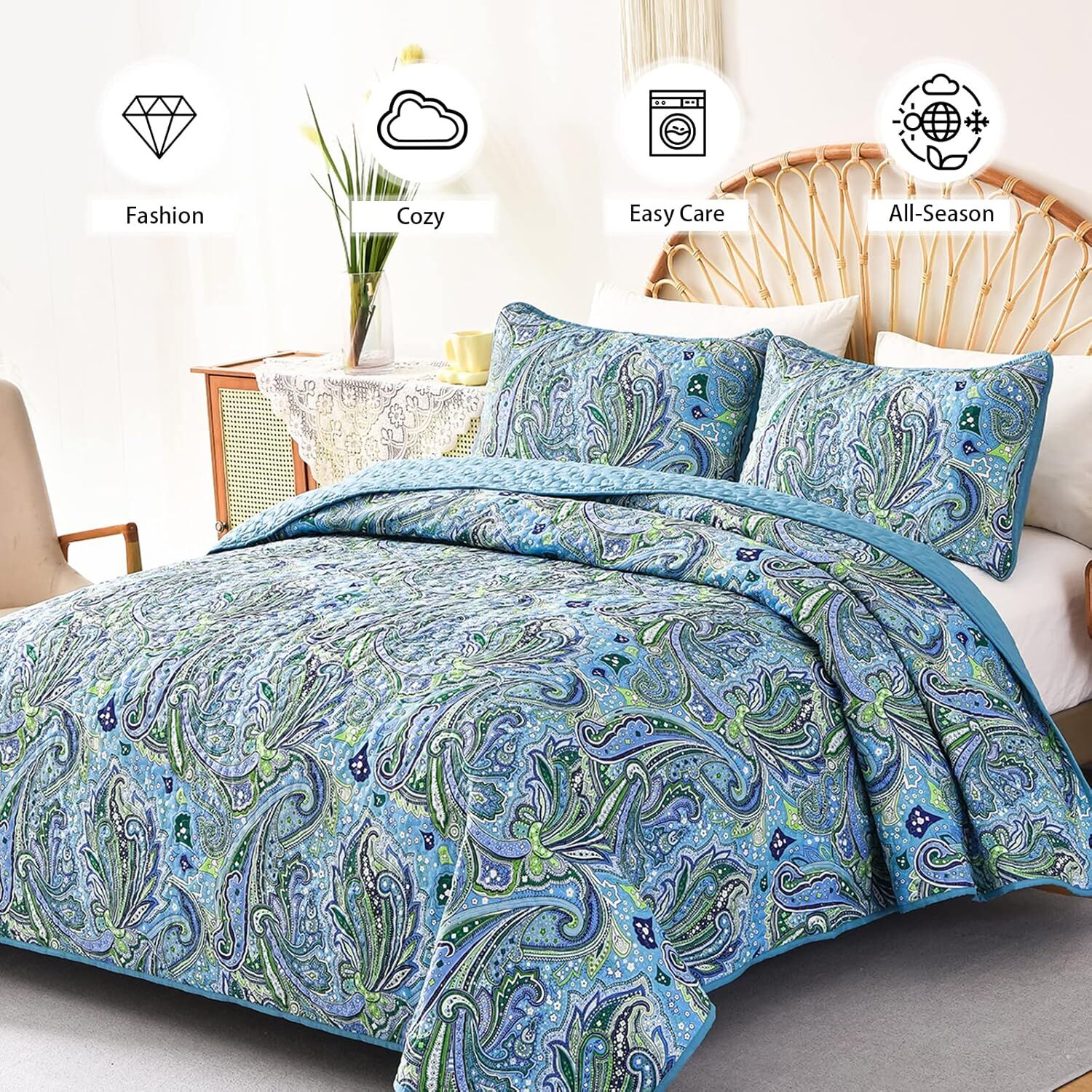 Richly Textured Quilted Coverlet and Pillowcases Set: Embrace the Comfort - Queen size Price