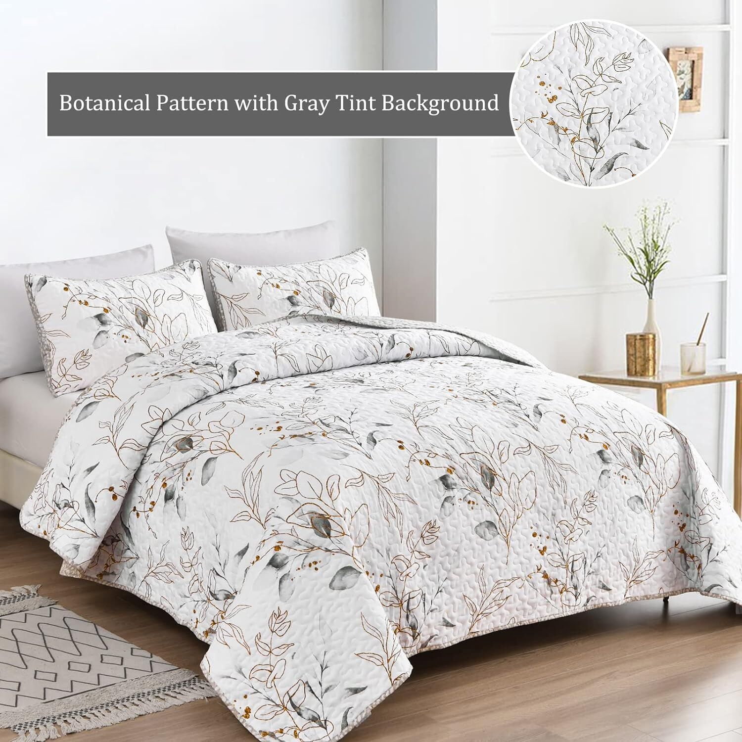 Breathtaking Quilted Coverlet and Pillowcases Set: Transform Your Bedroom's Look - Queen size Price