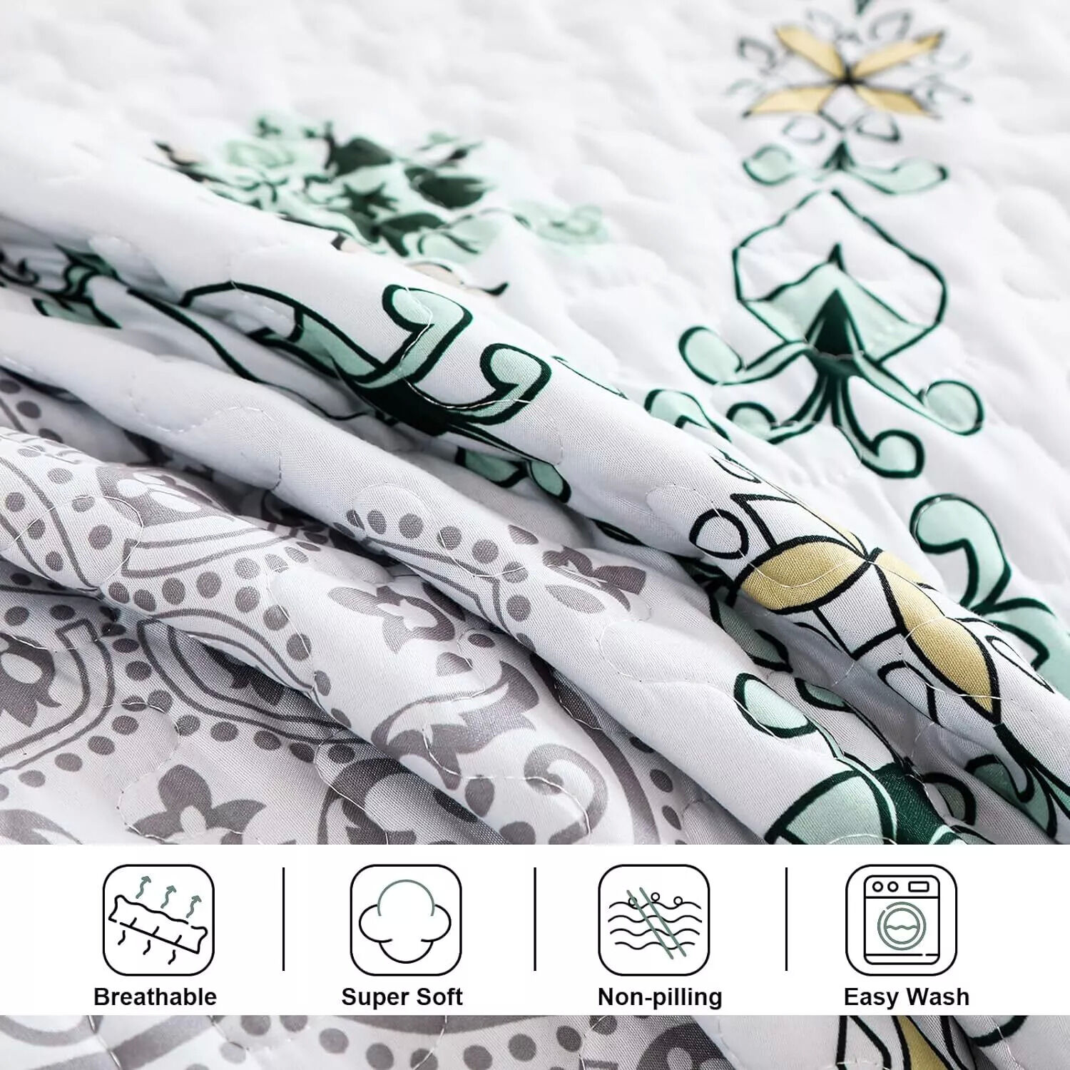 Exquisite Quilted Bedspread and Pillowcases Set: A Touch of Elegance for Your Space - Queen size Price