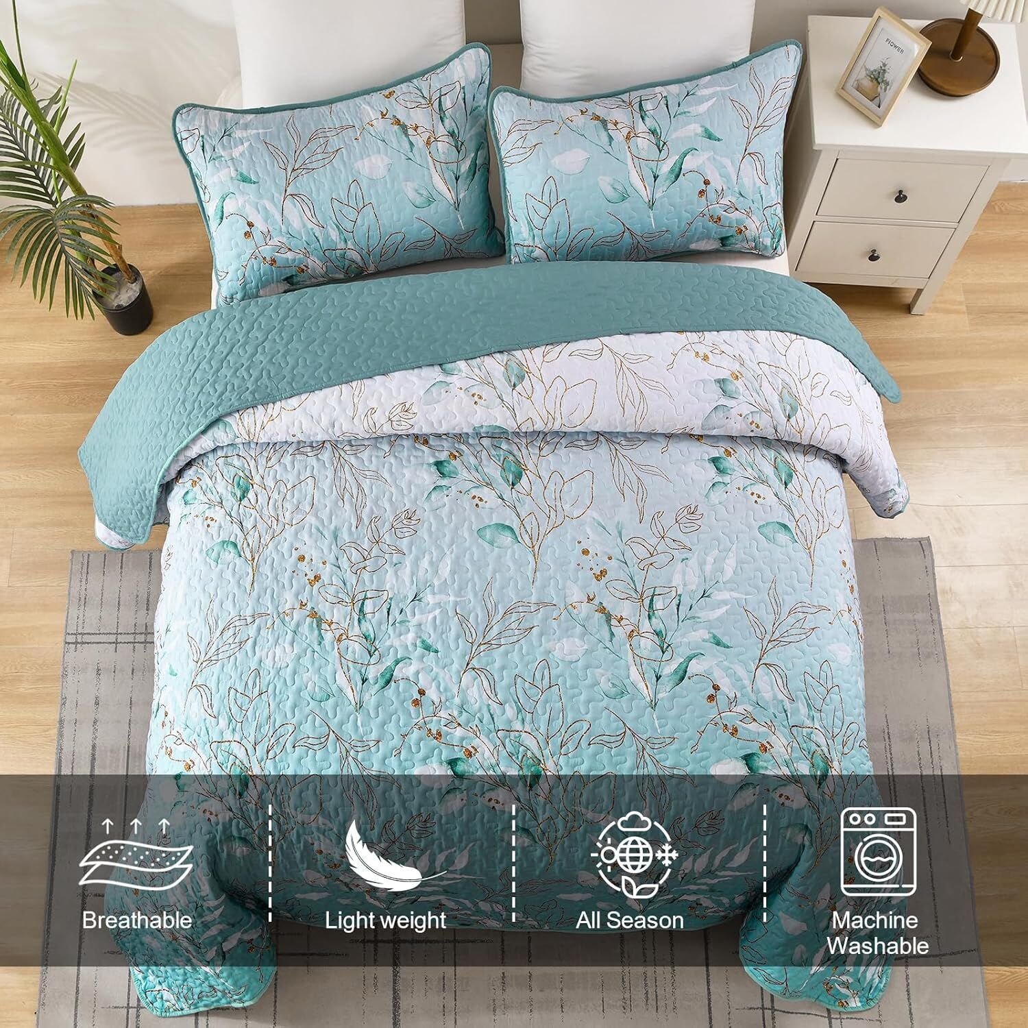 Radiating Quilted bedspread and pillowcovers set: Shine in Your Bedroom - Queen size Price