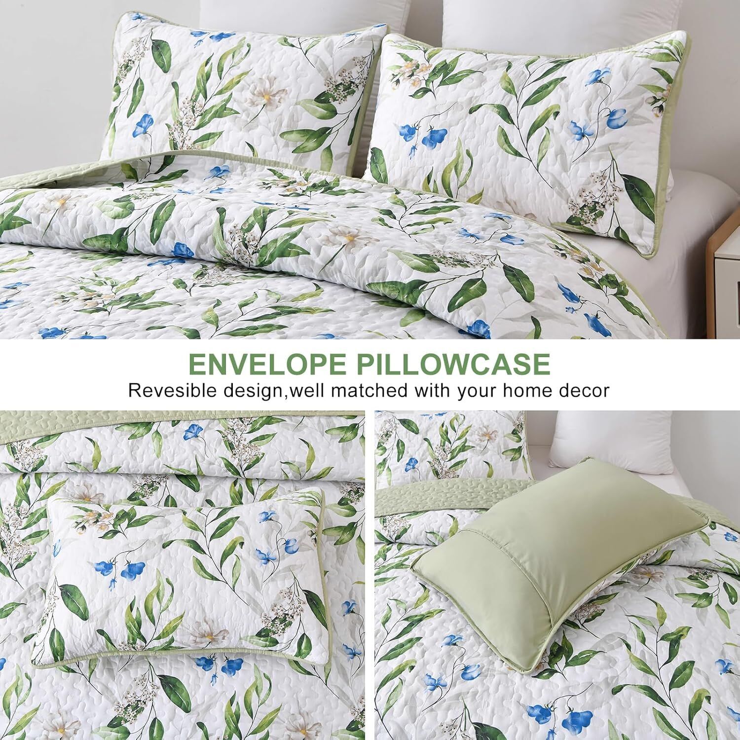 Fancy Quilted coverlet and pillowcovers set: Stylish Bedroom Update - Queen size Price