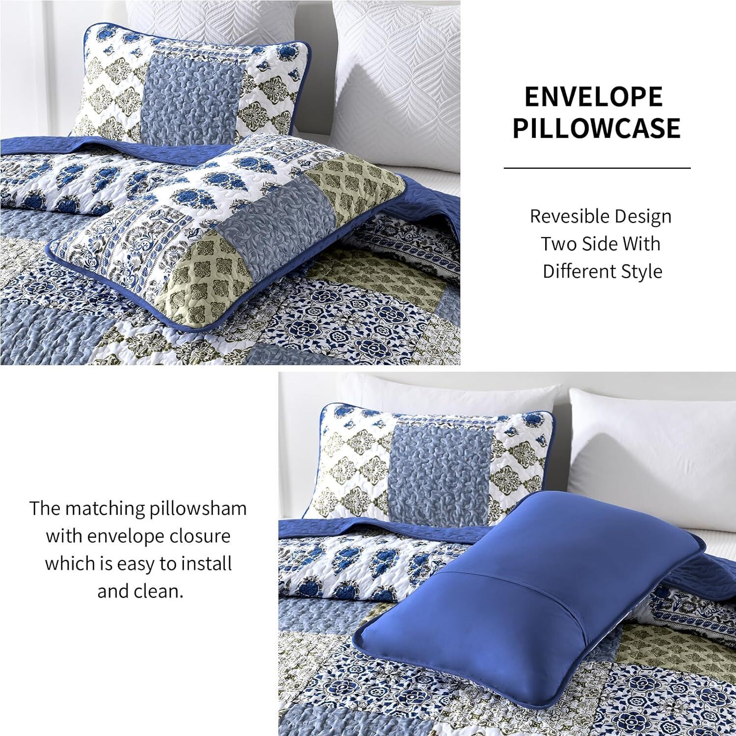 Gorgeous Quilted bedspread and pillowcovers set: Comfortable Elegance - Queen size Price