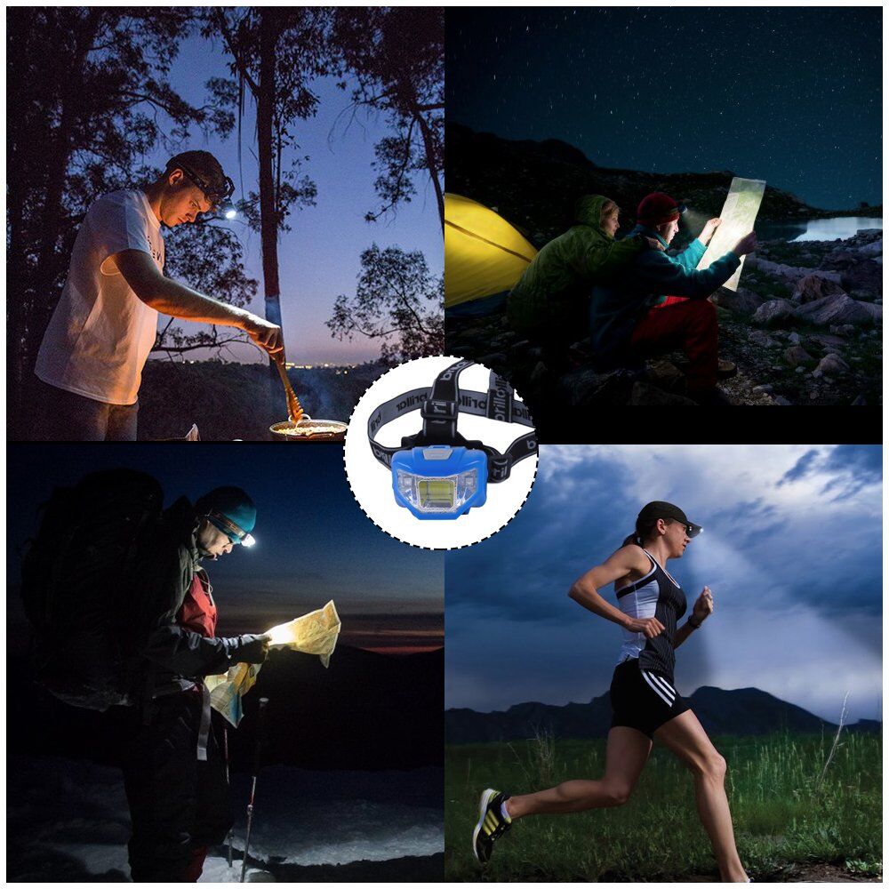 5 Mode Headlamp with COB LED Technology-Blue/Black - Black Price