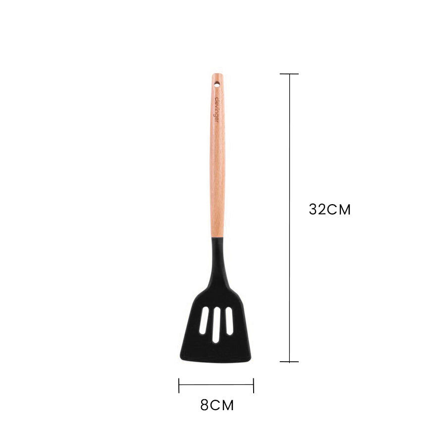 2pcs Beechwood & silicone slotted turner charcoal Price