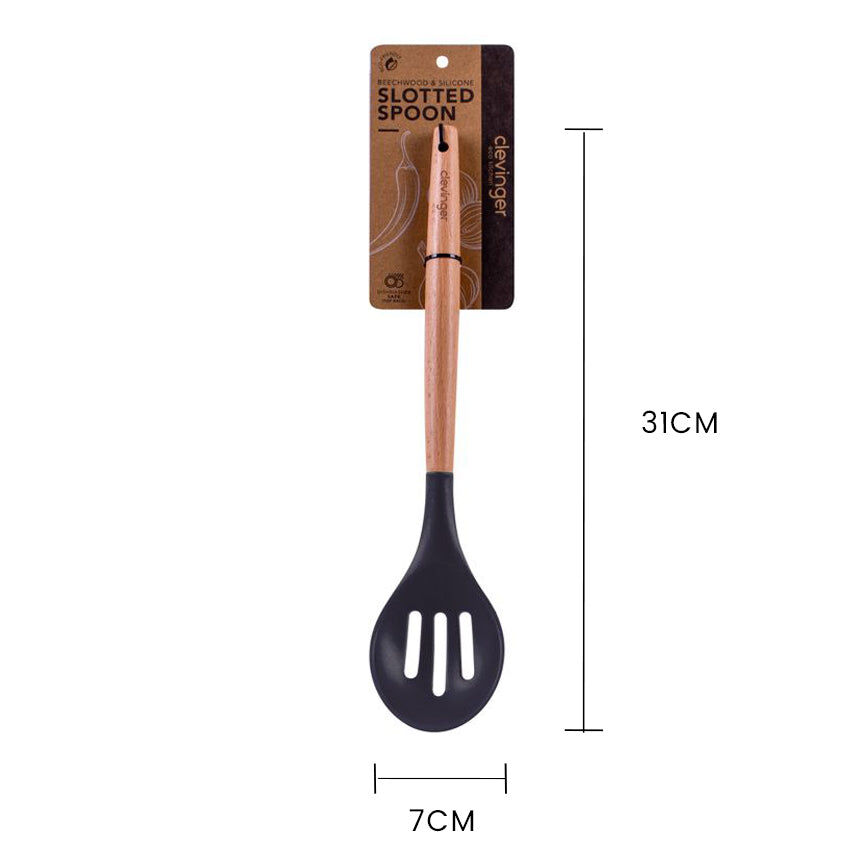 2pcs Beechwood & silicone slotted spoon charcoal Price