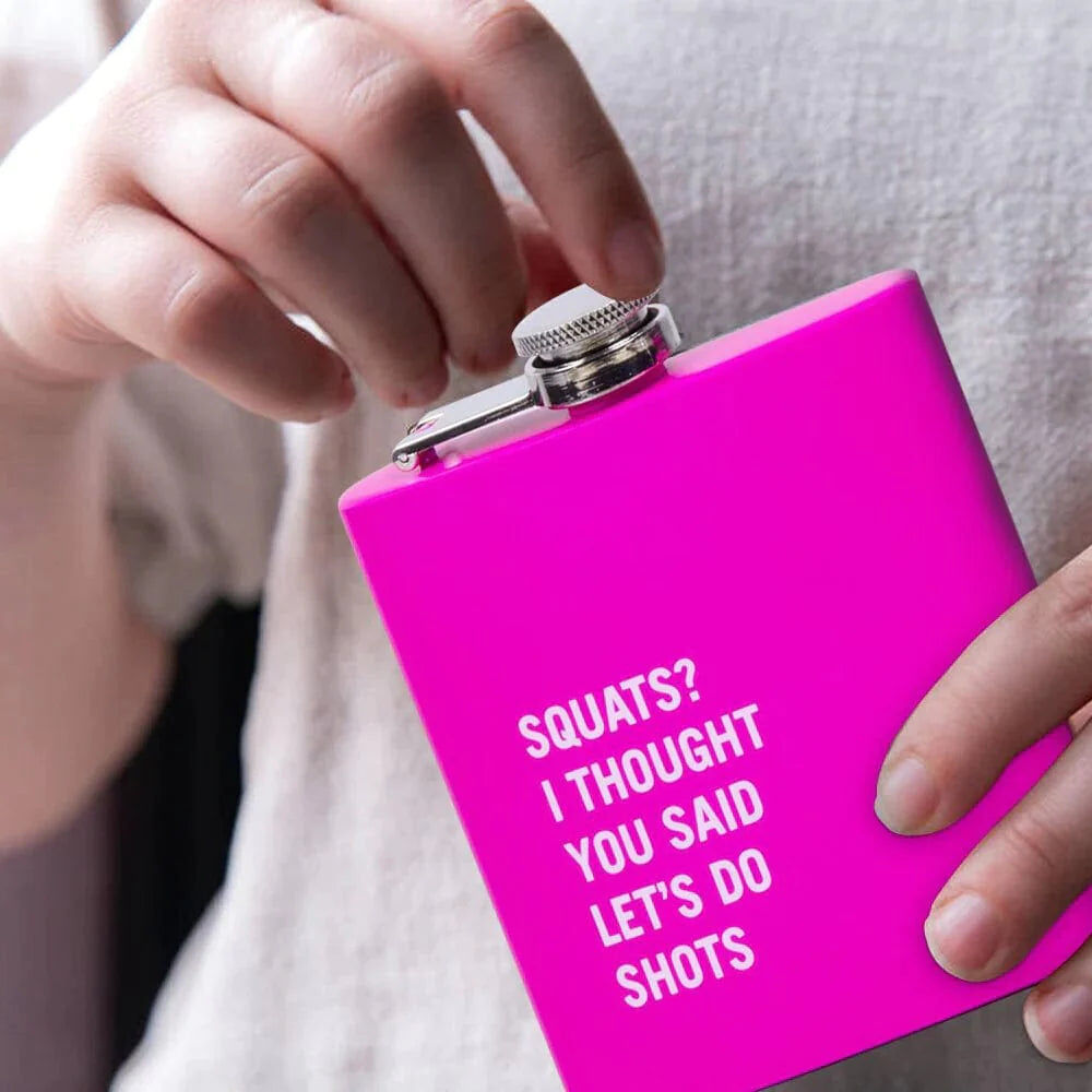 175ml Stainless Steel Hip Flask w Funny Quotes-Pink Price