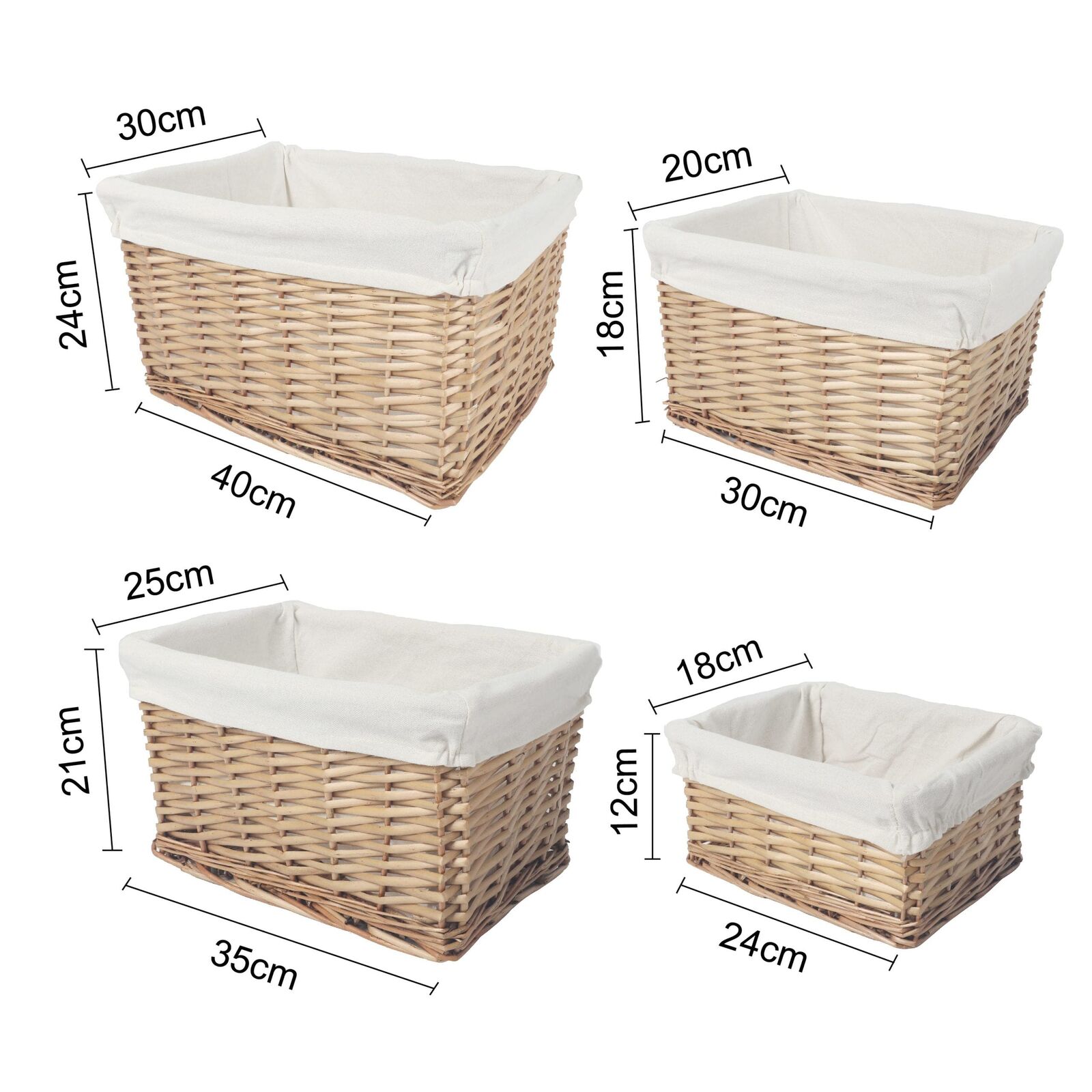 4 Piece Wicker Storage Baskets With Liner Set Price