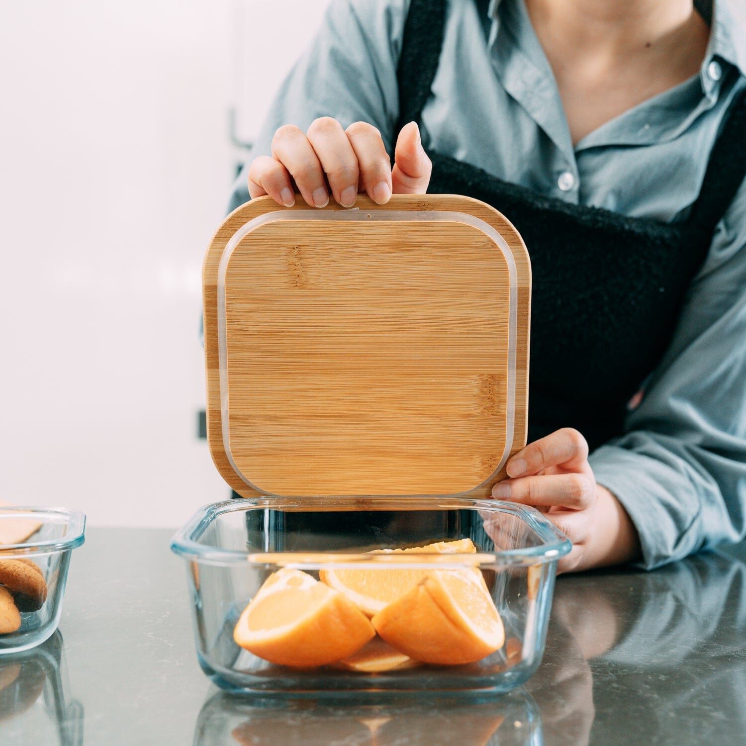 2pc Bamboo Cover Food Container Medium and Large Price