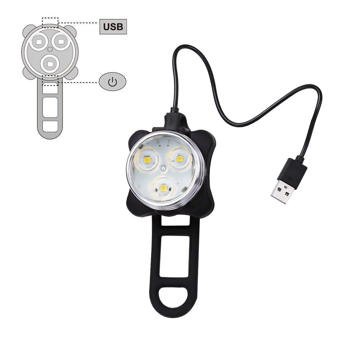 Waterproof Bicycle Bike Lights Front Rear Tail Light Lamp USB Rechargeable IPX4 Price