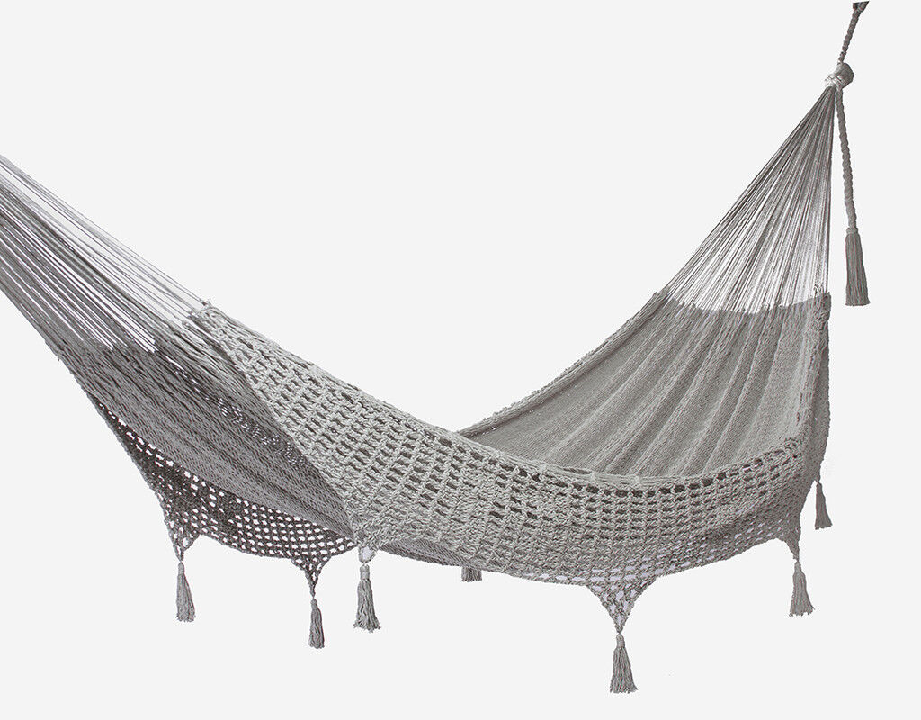 Outdoor undercover cotton Mayan Legacy hammock with hand crocheted tassels Queen Size Dream Sands Price