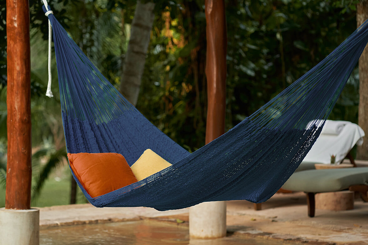 Outdoor undercover cotton Mayan Legacy hammock King size Blue Price