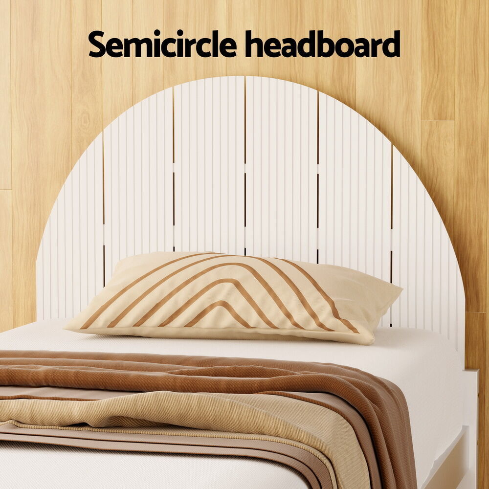 Bed Frame Single Size Wooden White DALY Price